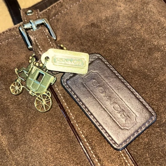 COACH Brown Leather Suede Hampton Tote Bag - Picture 3 of 12